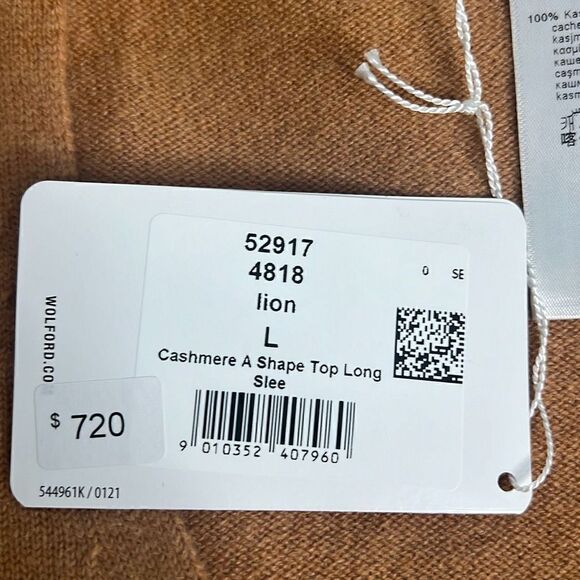 NWT Wolford 52917 Cashmere A Shape Top Long Sleeves L Lion - Picture 12 of 15